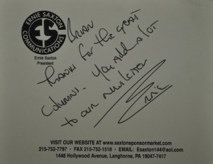 ernie saxton thanks